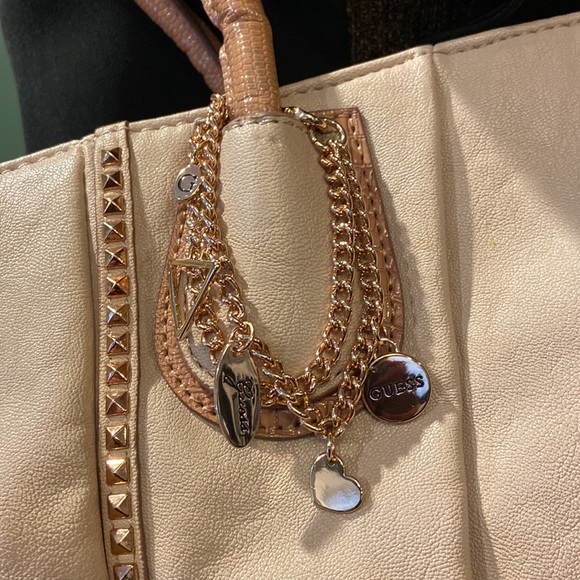 Guess Nude Rosata Handbag with Rose Gold Accents and Hanging Charm Bracelet - Picture 3 of 10